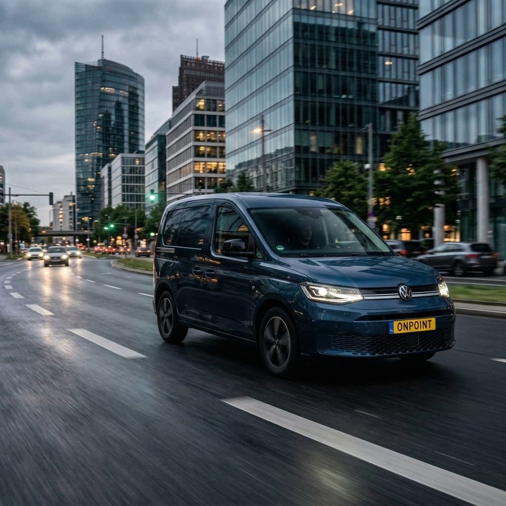 Premium spoedtransport met een snelle personenauto op de snelweg