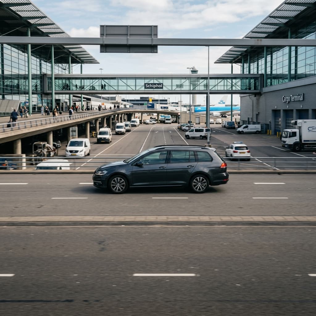 OnPoint Koeriers voertuig gereed voor direct spoedtransport in Schiphol